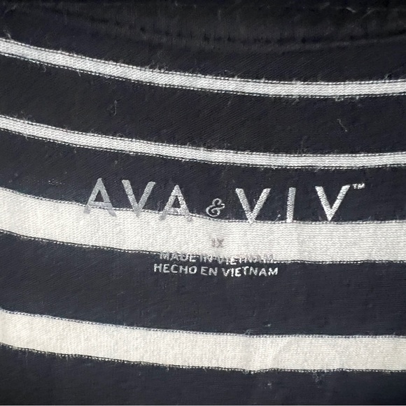AVA & VIV Black & White Stripe Rayon Knit Maxi Dress; Elastic Waist; Size 1X EUC - Picture 6 of 9